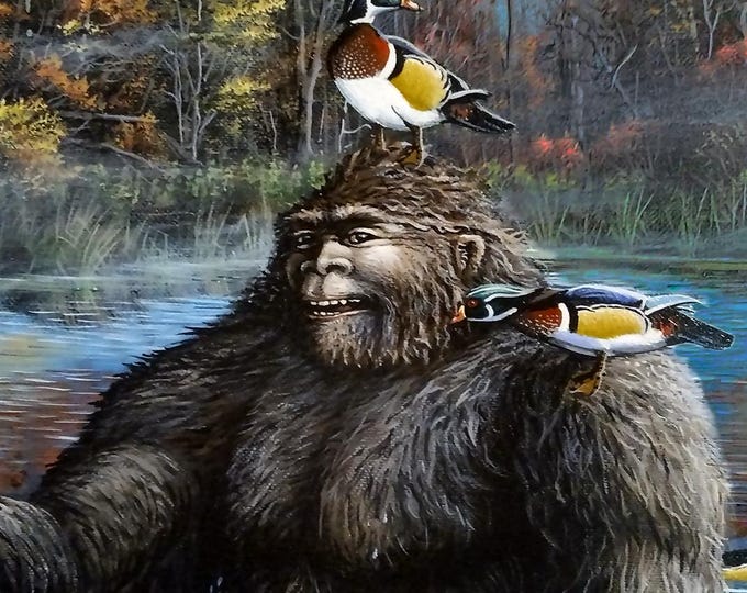 Bigfoot Painting - "Duck Hunter" (Poster)